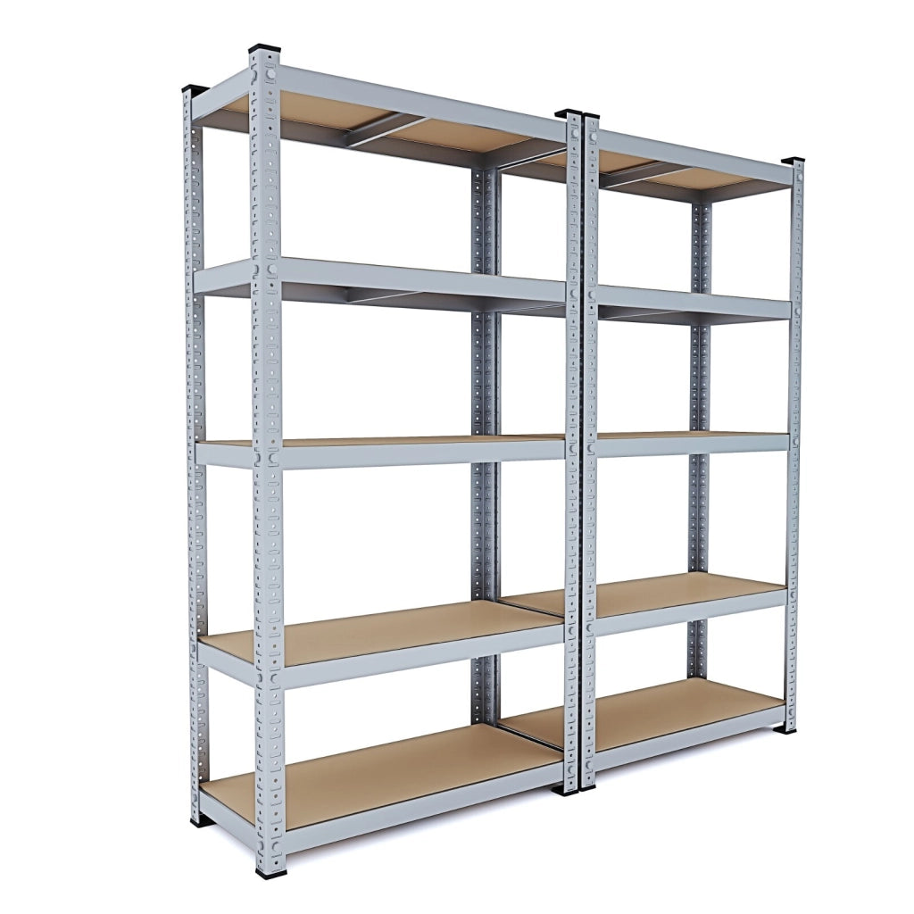 Set Di 3 Scaffali In Metallo E MDF Ad Alta Portata Fino A 875 Kg Con 5 Ripiani Regolabili Ideale Per Garage Officina Cantina Capannone Magazzino Design Modulare 180 X 90 X 40 Cm