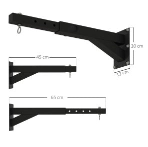 Supporto da parete per sacco da boxe 65 x 12 x 20 cm in acciaio nero regolabile