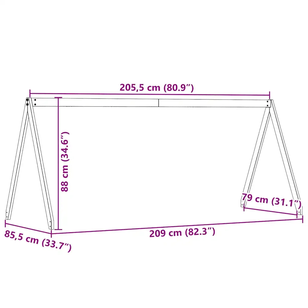 Tetto Letto Bambini Marrone Cera 209x85,5x88 cm Massello Pino