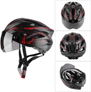 Casco da mountain bike per adulti, protezione completa 360°, accessorio leggero per bicicletta con visiera di sicurezza, colore rosso, alta qualità.
