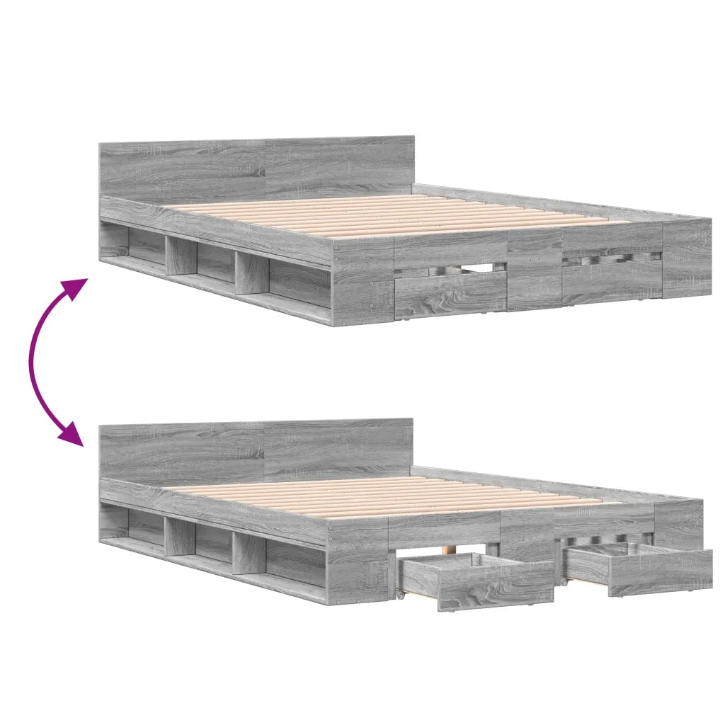 Giroletto Cassetti Grigio Sonoma 140x200 cm Legno Multistrato