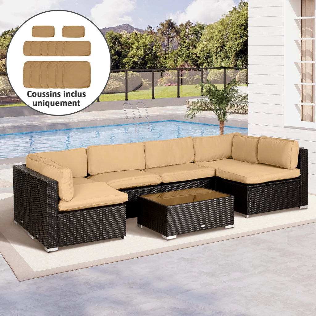 Set 14 Fodere Ricambio Cuscini Salotto Giardino ¨C Xylo ¨C 6 Seduta + 8 Schienale Marrone