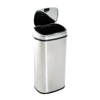Pattumiera Cestino dei Rifiuti in Acciaio Inox con Sensore a Infrarossi 68L, Rettangolare, Argento