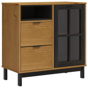 Buffet credenza cassettiera armadio mobile contenitore organizer per cucina soggiorno salotto con anta in vetro 80 x 40 x 80 cm legno di pino massiccio marrone 02_0030104