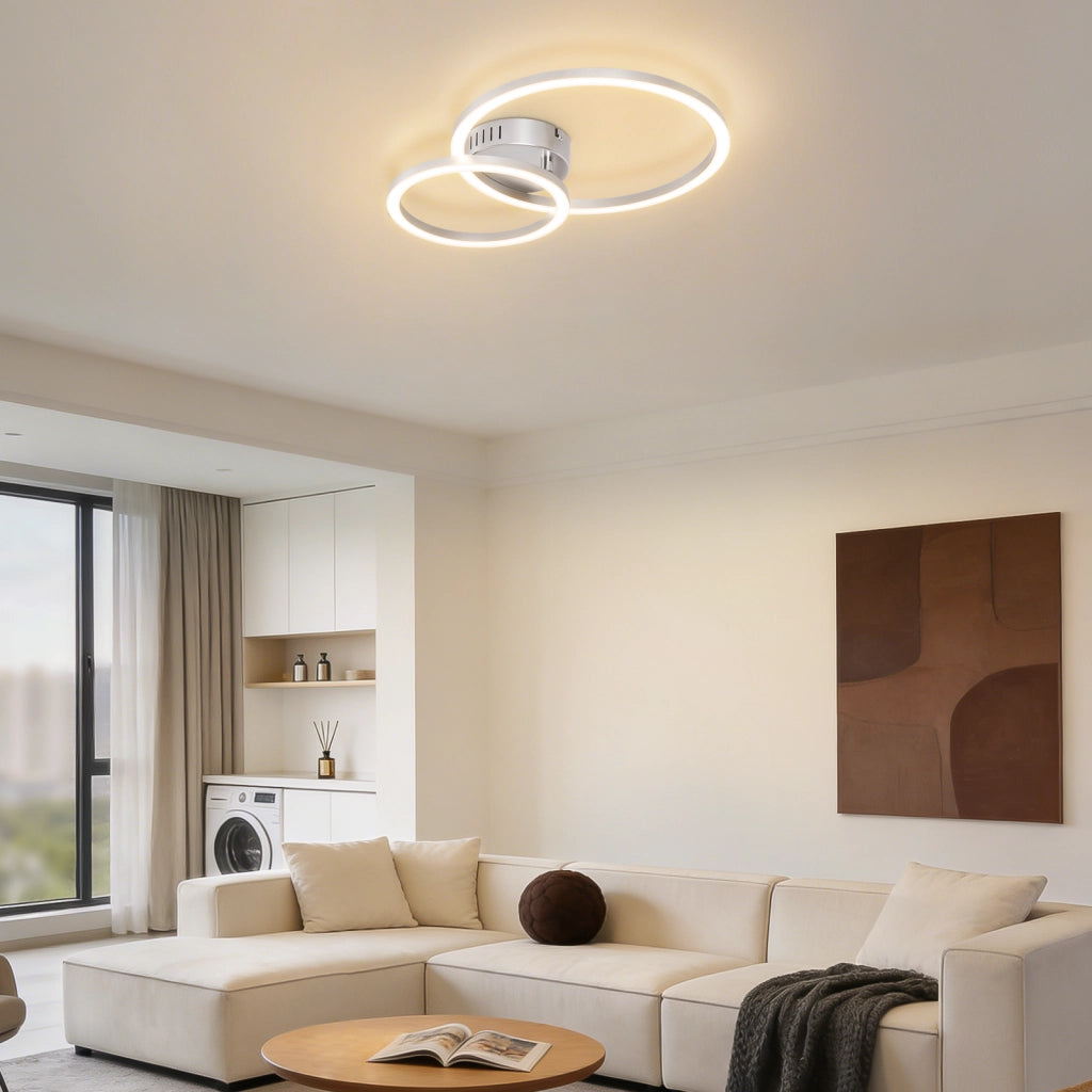 ZMH Lampada da Soffitto LED 23W Argento Luce Calda Moderna per Soggiorno Camera da Letto Corridoio