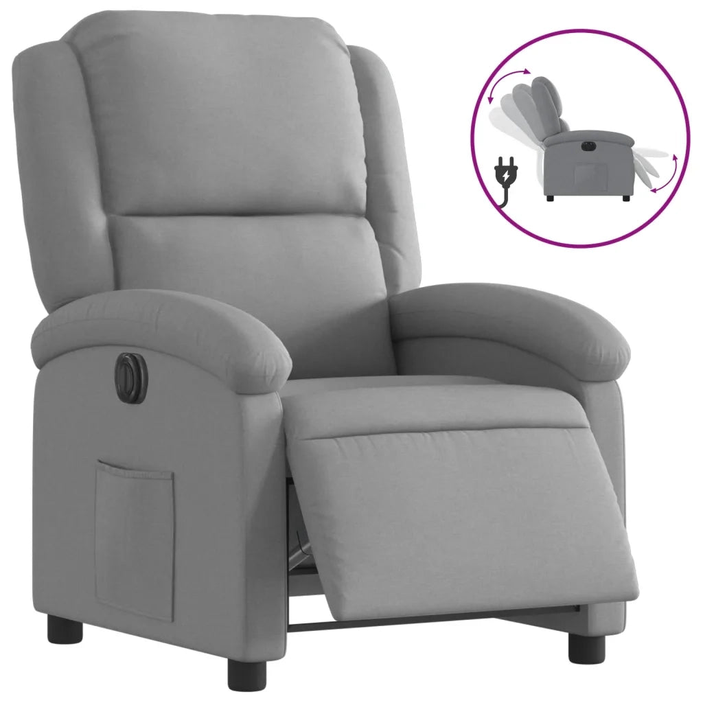 Poltrona Elettrica Reclinabile-Divano Sedia Grigio Chiaro in Tessuto 537784
