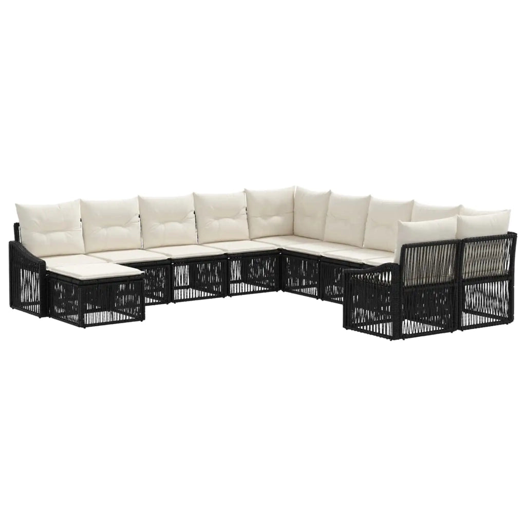 Set Divano da Giardino 11 pcs Nero polyrattan 3436204