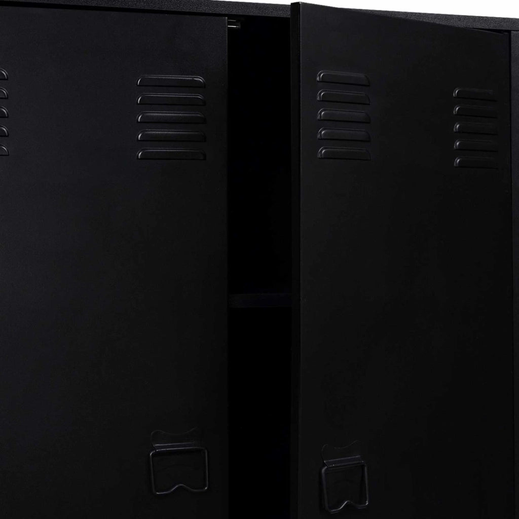 IDMarket - Armadio basso a 2 ante in metallo nero, design industriale ESTER