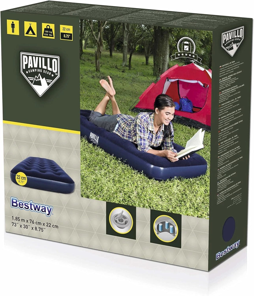 Bestway 67000 materassino airbed singolo gonfiabile floccato antisudore colore blu 185x76x23 cm