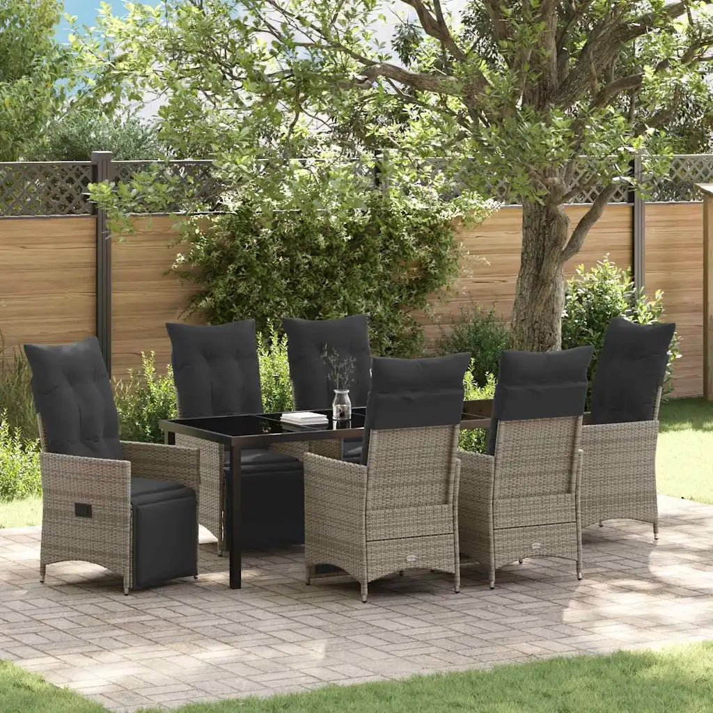 Set da Pranzo per Giardino con cuscino 7 pcs Grigio polyrattan 3379581
