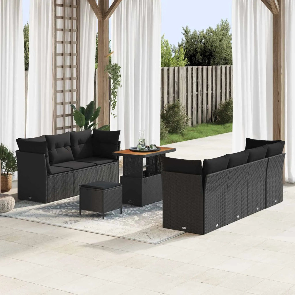 Set Divano da Giardino 10 pcs Nero polyrattan 3361449