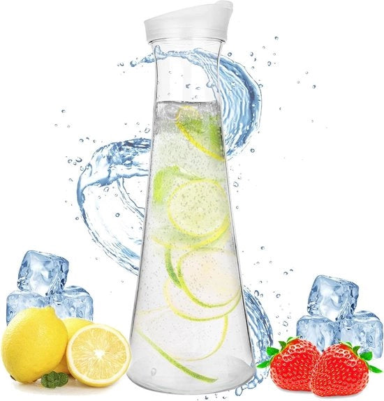 Karaf da acqua in vetro - 1,5 litri - karaf in vetro con coperchio - bevande artigianali - tè freddo - vino - succhi - latte - caffè.