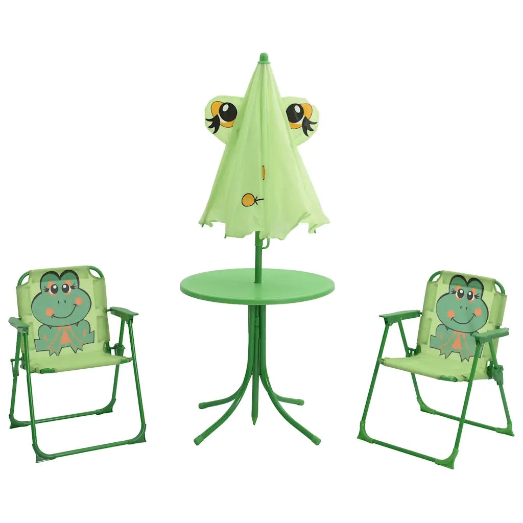 Set da Bistrot da Giardino | Set Salotto da Giardino per Bambini con Ombrellone Verde