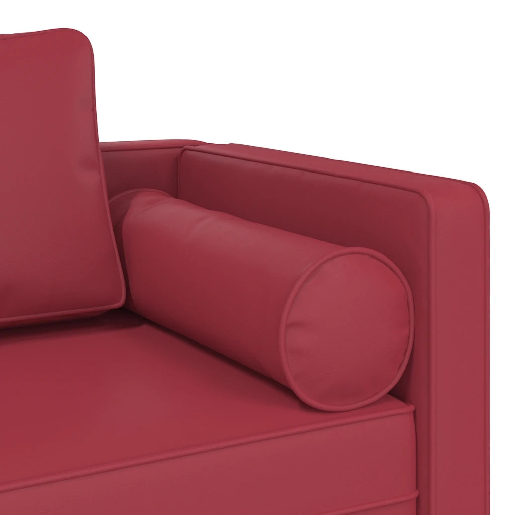Sdraio con Cuscini Rosso Vino in Similpelle
