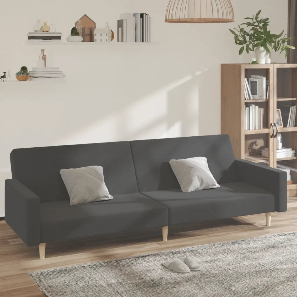 Divano Letto a 2 Posti Grigio Scuro in Tessuto 375728
