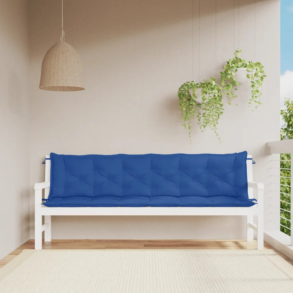Cuscini per Panca 2 pz-Set di 2 Cuscini per panchina Blu 200x50x7 cm in Tessuto Oxford