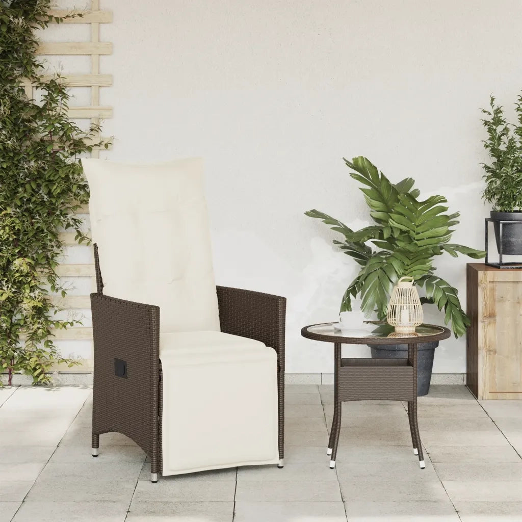 Sedia Reclinabile da Giardino | Sedie da Esterno con Cuscini Marrone in Polyrattan