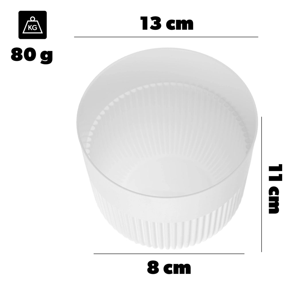 Vaso da fiori KADAX, Coprivaso, 13 cm, Plastica, Rotondo, A coste, Bianco
