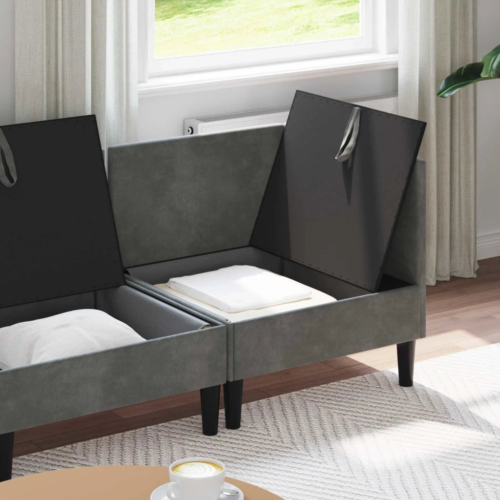 Set di mobili per il soggiorno 3 pcs Grigio Scuro Velluto