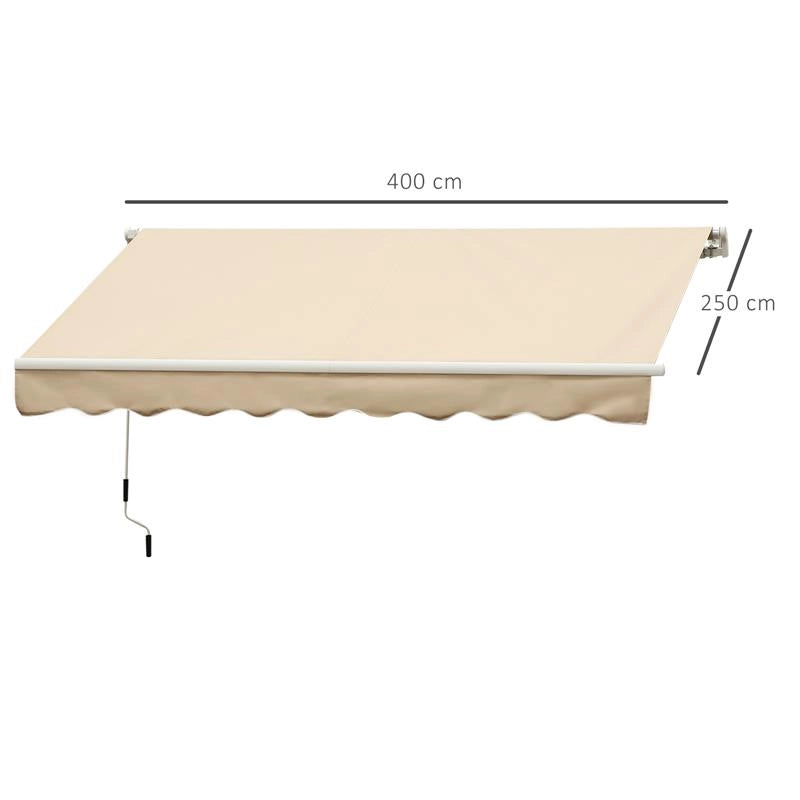 TENDA DA SOLE A MANOVELLA CON COPERTURA IMPERMEABILE 400 X 250 CM COLORE BEIGE