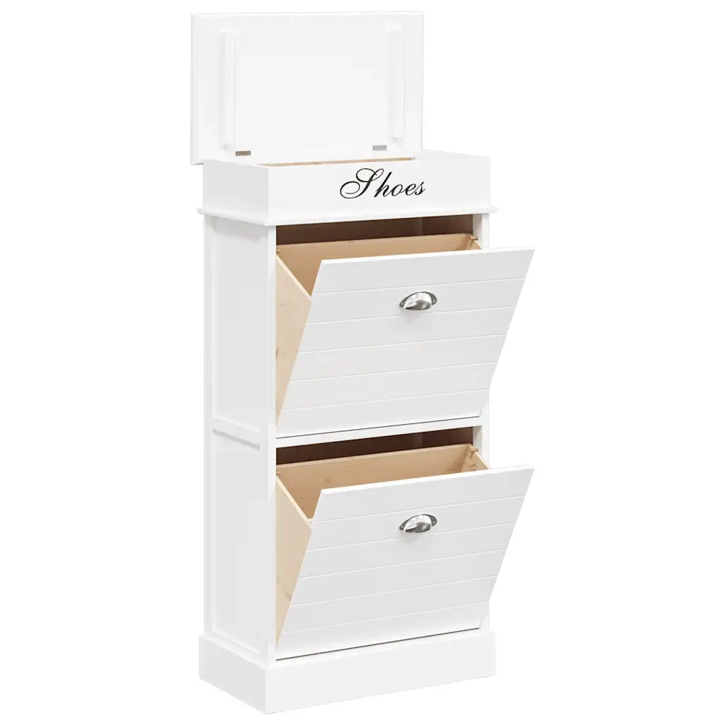 Scarpiera Bianca 50x28x98 cm in Legno di Paulownia 284089