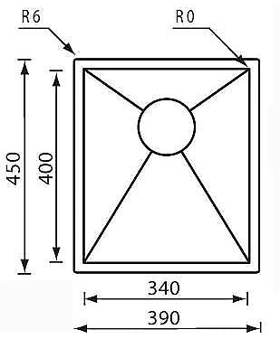 CM filoquadra 39 x 45 x 5 Lavello montato su piano Rettangolare Acciaio inossidabile
