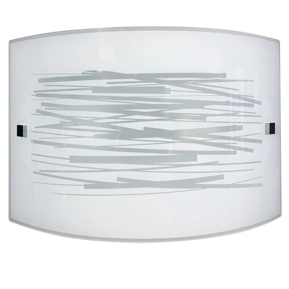 Applique 1xE27 Finali Cromo Vetro Lastra Bianco Decorato Righe E-Energy Manuela