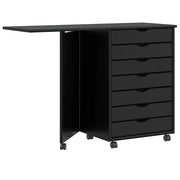 Mobiletto con ruote e scrivania pieghevole ampio e versatile spazio di archiviazione 105,5 x 39 x 74,5 cm legno nero 02_0057657