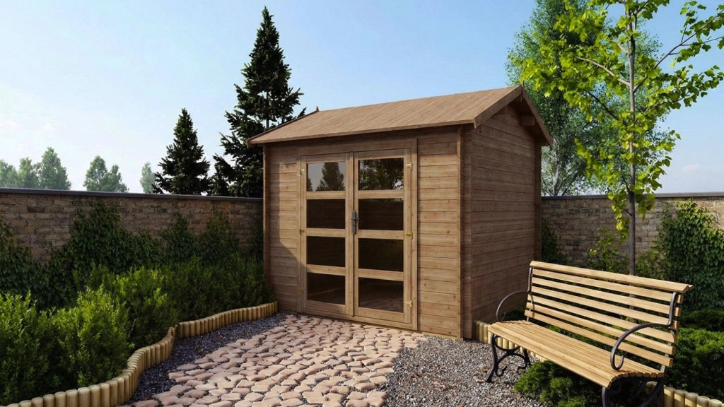 Casetta da giardino in legno - 9m2 - 3x3m - impregnata - 28mm - colore: marrone - DOM676 - ALTANKA