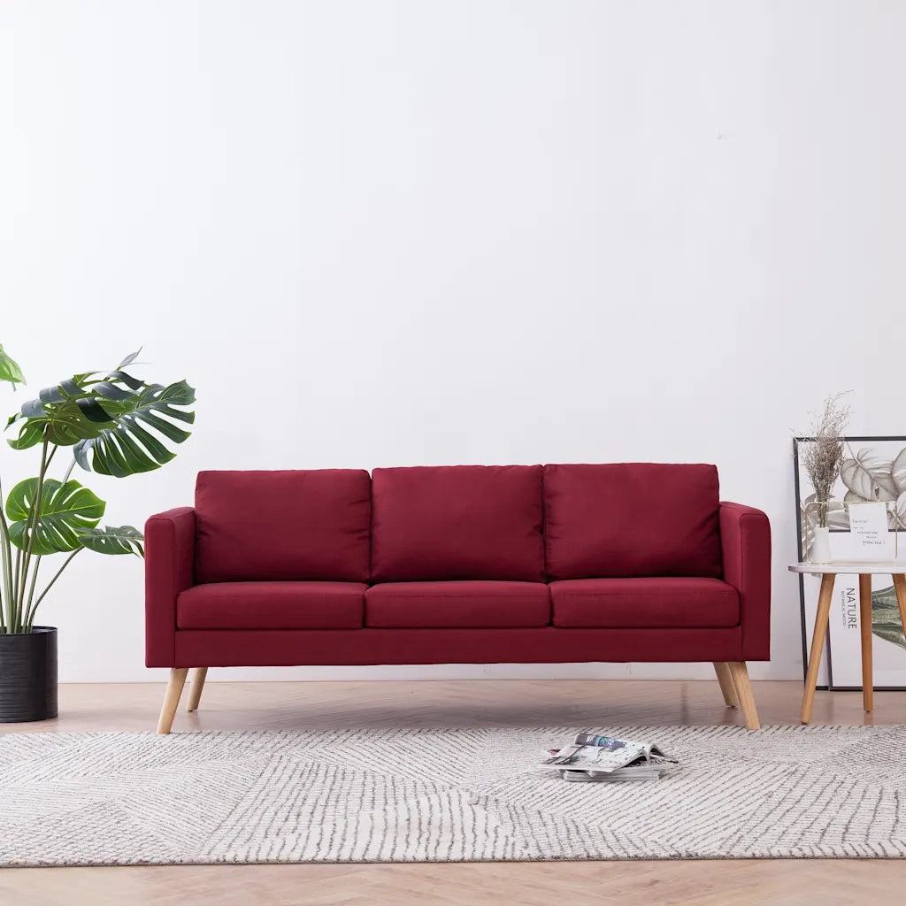 Divano a 3 Posti in Tessuto Rosso Vino cod mxl 12216