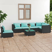 Set Divani da Giardino 7 pz con Cuscini in Polyrattan Nero cod mxl 34578