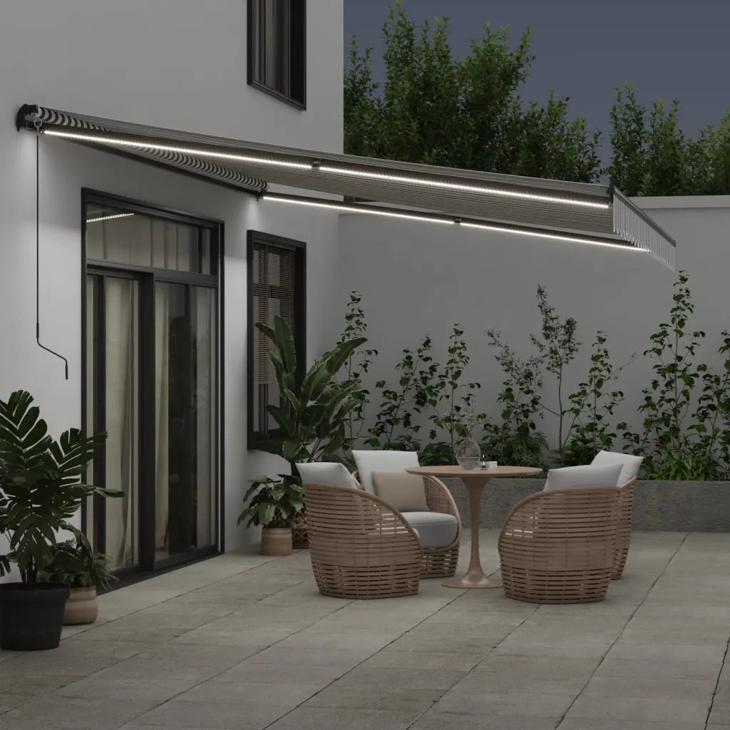 vidaXL Tenda Retrattile Automatica LED Antracite e Bianco 600x350 cm