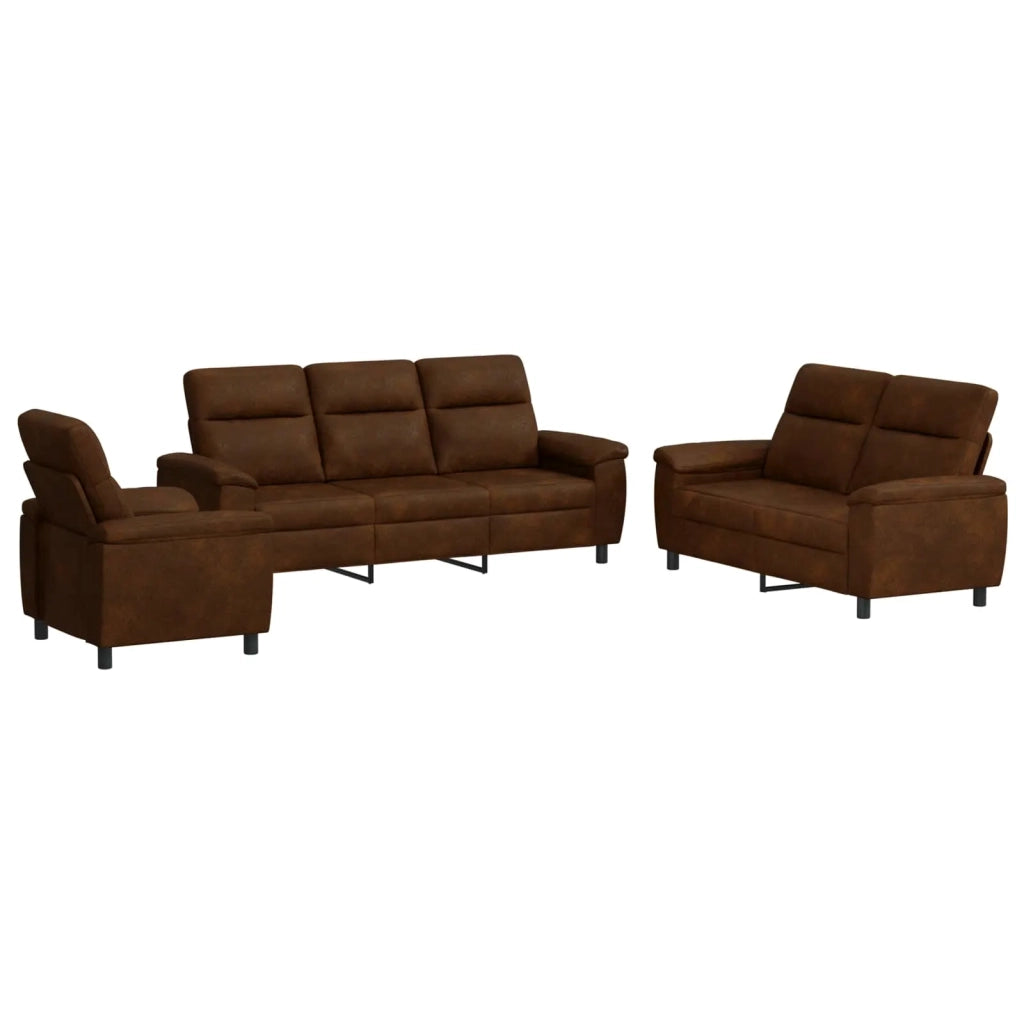 Set di divani 3 pcs Marrone Pelle Scamosciata Sintetica 3430662