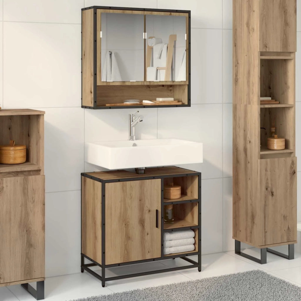 Set di mobili per il bagno con porta 2 pcs Rovere artigianale