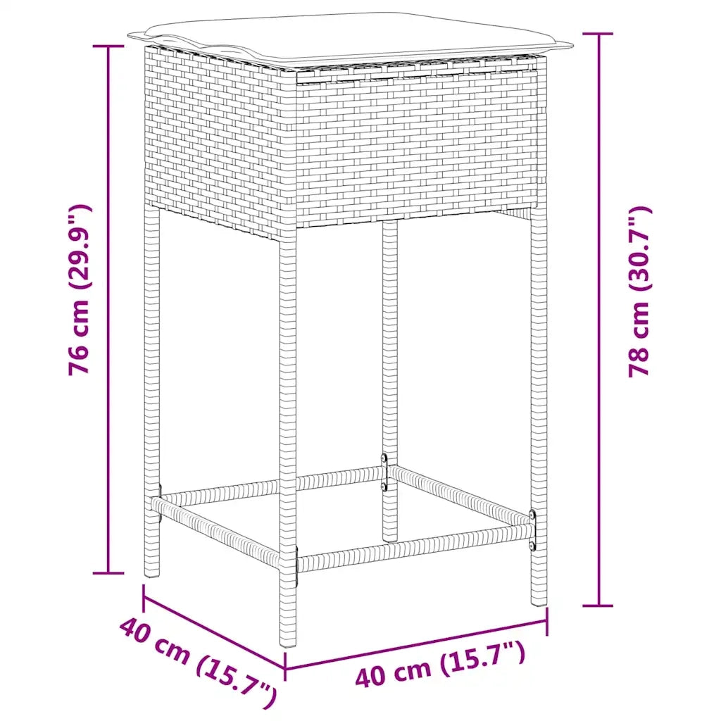 Sgabelli da Bar con Cuscini 2 pz Neri in Polyrattan CFW8054906