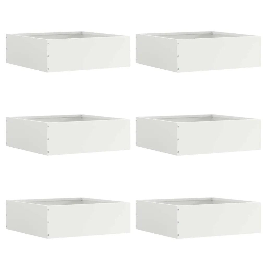 Bordura per Prato 6 pcs Bianco 40 x 40 x 13 cm Acciaio