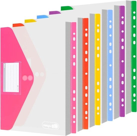 Documentenmap A4 con chiusura ad aggancio 24 pezzi - archiviazione di cartelle di raccolta - 6 colori - A4 a tre dimensioni - fori a anello - 270 opzioni di archiviazione di carta