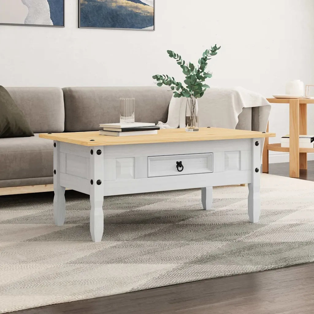 Tavolino Caffé Pino Messicano Corona Range Bianco 100x55x44 cm 282626