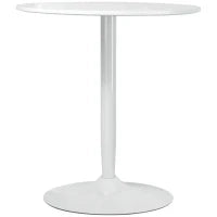 Tavolo Rotondo Moderno per 2 Persone in MDF e Acciaio , Ø70x75cm, Bianco
