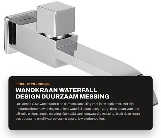Foglia d'acqua - Design a cascata - Fusto in ottone duraturo - Finestra in cromo - Adatto per interni ed esterni - Idoneo per cucina e bagno - Stile lussuoso