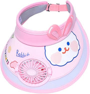 Cappello per bambini - Cappelli per bambini - Cappello da sole estivo con ombrello - Cartone - Carino - Cappello da sole completo - Cappelli da sole per bambini e bambine - Cappello da sole UV (rosa)