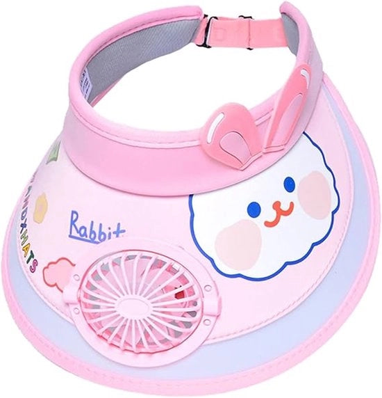 Cappello per bambini - Cappelli per bambini - Cappello da sole estivo con ombrello - Cartone - Carino - Cappello da sole completo - Cappelli da sole per bambini e bambine - Cappello da sole UV (rosa)