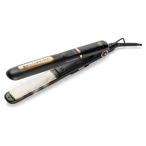 Bellissima imetec steam ceramic & keratin, piastra per capelli a vapore, liscio a lungo, protezione dal calore, 3 temperature, riscaldamento rapido, piastre oscillanti, autospegnimento - 11915