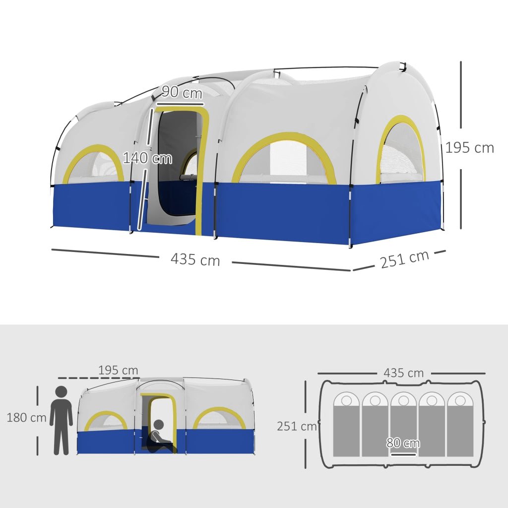 Tenda da campeggio familiare 4 persone ¨C zephmum ¨C blu e bianco 435x251x195 cm