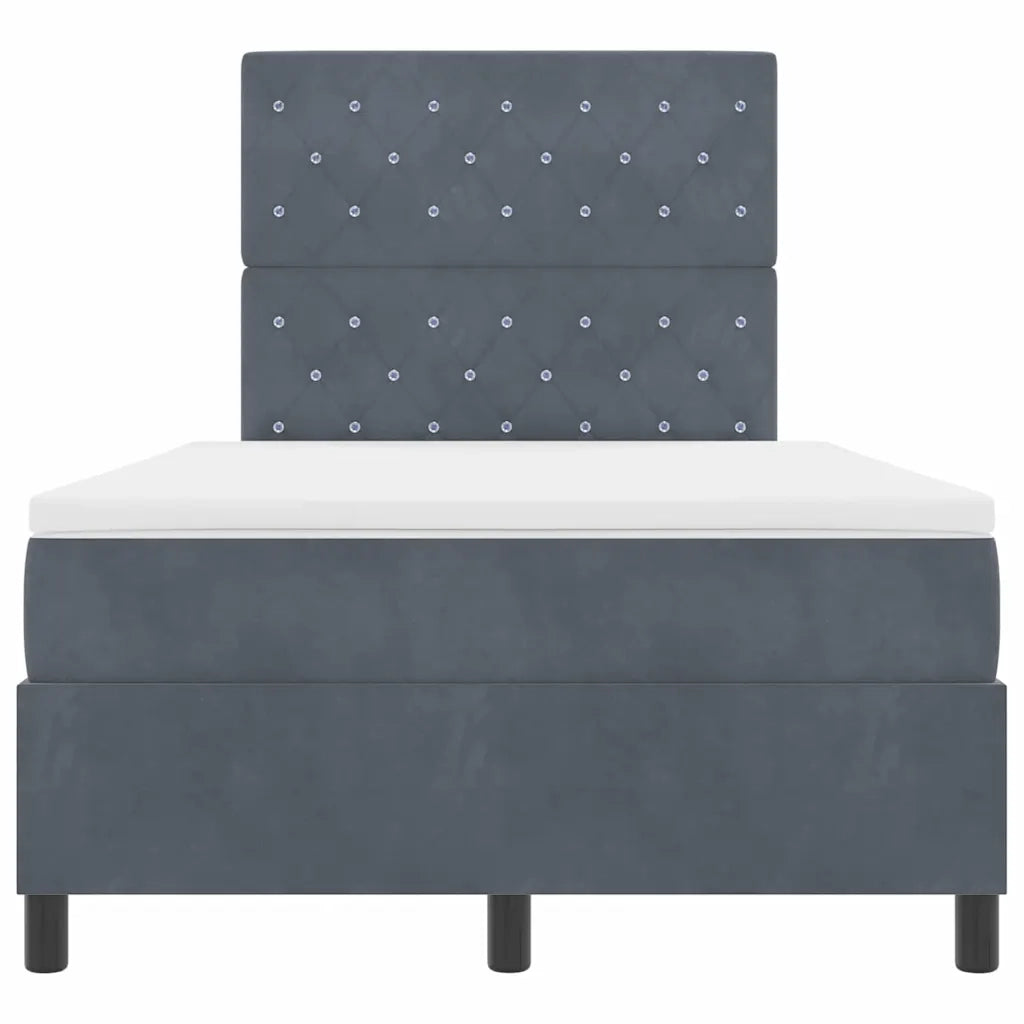 Letto a molle con materasso Grigio scuro 120 x 200 cm Velluto 3339759