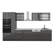 Vicco Cucina  Antracite lucido/antracite 350 cm , PL Marmo