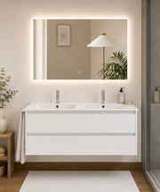 Mobile bagno con lavabo ORIGENBATH IBIZA senza specchio 120x45 cm doppio lavabo bianco nordico