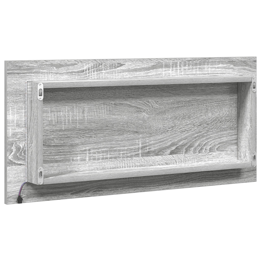 Mobile da bagno  con specchio e luce LED Grigio Sonoma 80x37 cm