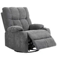 Poltrona Relax con Poggiapiedi, Poltrona Reclinabile, Girevole, fino a 150 kg, Struttura in Acciaio, 88x96x108cm, Grigio Scuro