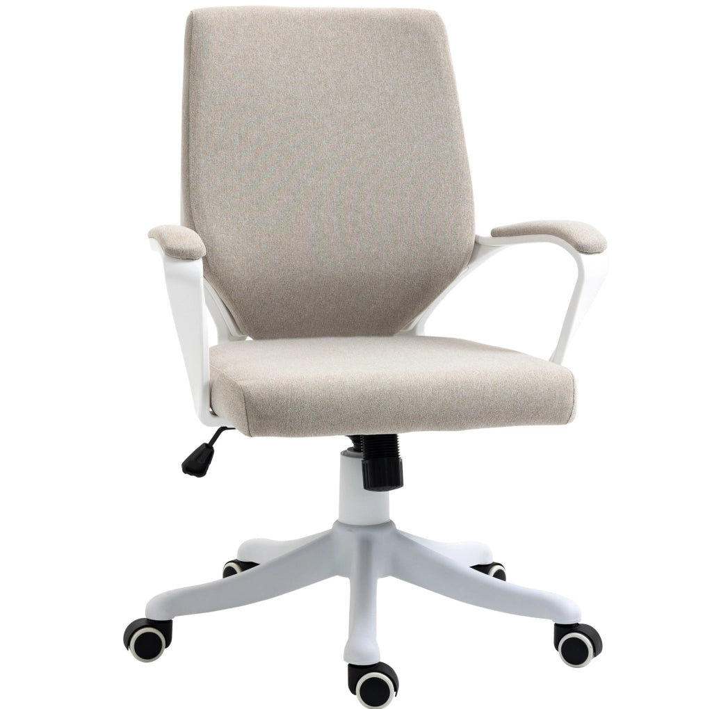Sedia da ufficio ergonomica beige con supporto lombare